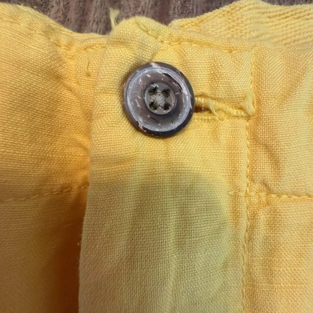 Polo Ralph Lauren Shorts Mens 38 Yellow Linen Cotton Chino 8 Inch Inseam Casual